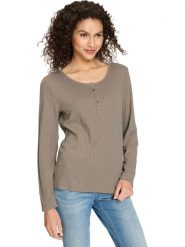 Heine Koszulka w kolorze szarobrązowym rozmiar: 44. Brązowe bluzki Heine, bez wzorów, prążkowane, bez kołnierzyka, bez ramiączek. Za 56.99 zł.
