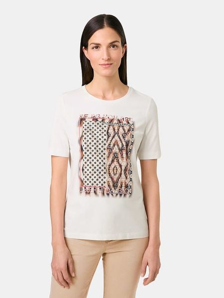 Gerry Weber Koszulka w kolorze kremowo-beżowo-brązowym rozmiar: 38. Brązowe bluzki Gerry Weber, bez wzorów, z bawełny, bez kołnierzyka, bez ramiączek. Za 74.28 zł.