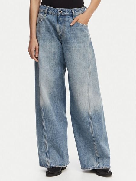 G-Star Raw Jeansy Helyx 3D Cinch D28488-D776 Niebieski Wide Leg. Niebieskie jeansy G-Star, bez wzorów. Za 458.99 zł.