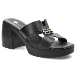 Czarne Klapki Armodo Eleganckie Obuwie Damskie Na Obcasie. Czarne klapki Armodo, bez wzorów, z materiału, bez obcasa, na obcasie. Za 269.00 zł.