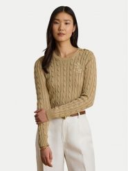 LAUREN RALPH LAUREN Sweter 200P14039006 Beżowy Regular Fit. Brązowe swetry Lauren Ralph Lauren, s, bez wzorów, z bawełny, bez ramiączek. Za 859.99 zł.