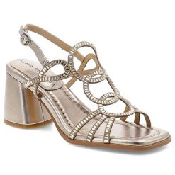 Sandały damskie Alma en Pena, eleganckie na wysokim obcasie i zapinane sprzączką, brązowe, V250990. Brązowe sandały Alma en Pena, bez wzorów, eleganckie, bez obcasa, na obcasie, bez zapięcia. Za 449.00 zł.