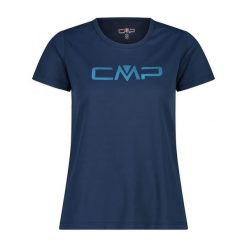 Koszulka turystyczna damska CMP. Niebieskie koszulki sportowe CMP, bez wzorów, bez ramiączek. W wyprzedaży za 41.99 zł.