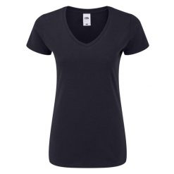 Koszulka Damska Iconic 150 Z Dekoltem V. Niebieskie bluzki FRUIT OF THE LOOM, xs, bez wzorów, sportowe, bez kołnierzyka, bez ramiączek. Za 40.99 zł.