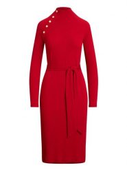 LAUREN RALPH LAUREN Sukienka dzianinowa 200980036002 Czerwony Slim Fit. Czerwone sukienki Lauren Ralph Lauren, s, bez wzorów, z bawełny, bez kołnierzyka, bez ramiączek. Za 969.99 zł.