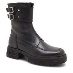 Botki Sergio Bardi. Czarne botki Sergio Bardi, bez wzorów, bez obcasa, na płaskiej podeszwie, bez zapięcia. Za 399.99 zł.