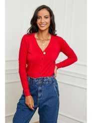 Soft Cashmere Kardigan w kolorze czerwonym rozmiar: 34/36. Czerwone kardigany Soft Cashmere, bez wzorów, z kaszmiru. Za 125.45 zł.