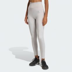 Legginsy Optime Essentials Workout Shine 7/8. Szare legginsy Adidas, bez wzorów, z podwyższonym stanem. Za 219.00 zł.