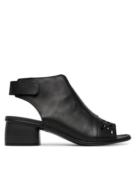 Remonte Sandały R8772-00 Czarny. Czarne sandały Remonte, bez wzorów, ze skóry, bez obcasa, na słupku, bez zapięcia. Za 303.99 zł.