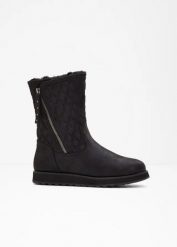 Kozaki marki Skechers. Czarne kozaki bonprix, na zimę, bez obcasa, bez zapięcia. Za 359.99 zł.