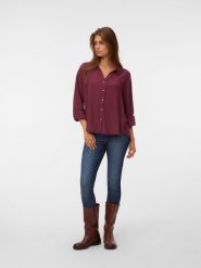 Vero Moda Koszula w kolorze bordowym rozmiar: L. Czerwone koszule Vero Moda, l, bez wzorów, z wiskozy, bez kołnierzyka, bez ramiączek. Za 109.95 zł.