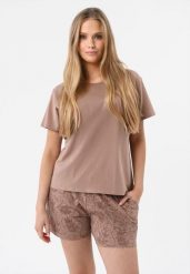 Piżama damska dwuczęściowa U-RAVA. Czerwone piżamy Volcano, bez wzorów, z bawełny, bez ramiączek. Za 99.99 zł.