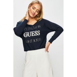 Guess Jeans - Sweter. Białe swetry Guess Jeans, l, z aplikacjami, z dzianiny, bez ramiączek. W wyprzedaży za 179.90 zł.