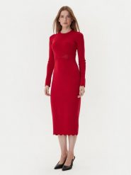 TWINSET Sukienka dzianinowa 252TP3040 Czerwony Slim Fit. Czerwone sukienki Twinset, l, bez wzorów, z dzianiny, bez kołnierzyka, bez ramiączek. Za 1,089.00 zł.