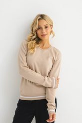 LEKKI SWETER JANE BEŻOWY S - Flawless. Brązowe swetry Flawless, l, bez wzorów, z bawełny, bez ramiączek. Za 273.00 zł.