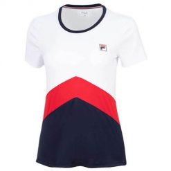 Koszulka treningowa damska Fila Aurelia. Niebieskie bluzki Fila, m, bez wzorów, z poliesteru, sportowe, bez kołnierzyka, bez ramiączek. Za 243.00 zł.