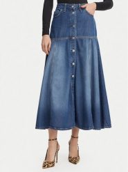 Guess Spódnica jeansowa W6GD09 D0702 Niebieski Regular Fit. Niebieskie spódnice Guess, z aplikacjami, z jeansu. Za 524.99 zł.