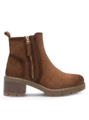 Clara Barson Botki BRIGITTE HL23202 Brązowy. Brązowe botki Clara Barson, bez wzorów, z materiału, bez obcasa, na słupku, bez zapięcia. Za 111.99 zł.