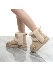 C'M Botki zimowe w kolorze beżowym rozmiar: 36. Brązowe botki C'M, na zimę, bez wzorów, z materiału, bez obcasa, bez zapięcia. Za 117.99 zł.