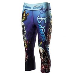 Legginsy sportowe damskie EXTREME HOBBY SKULL 2 3/4. Niebieskie legginsy EXTREME HOBBY, s, bez wzorów, z dzianiny, na fitness i siłownię. Za 179.00 zł.
