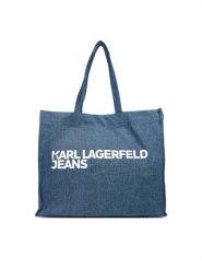Karl Lagerfeld Jeans Torebka A3W50069 Niebieski. Niebieskie shopper Karl Lagerfeld Jeans, bez wzorów, z jeansu, bez dodatków. Za 259.99 zł.