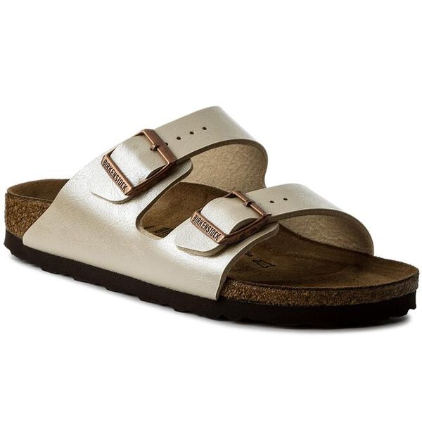 Klapki Birkenstock. Żółte klapki Birkenstock, bez wzorów, bez obcasa. Za 429.99 zł.