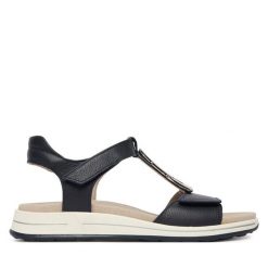 Sandały Ara. Niebieskie sandały Ara, bez wzorów, bez obcasa, na płaskiej podeszwie, bez zapięcia. Za 489.99 zł.