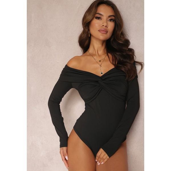 Czarne Body z Odkrytymi Ramionami Tantorus. Czarne body Renee, l, bez wzorów, z dzianiny. Za 49.99 zł.