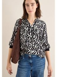 Cecil Bluzka w kolorze czarno-białym rozmiar: L. Białe bluzki Cecil, l, bez wzorów, z wiskozy, bez kołnierzyka, bez ramiączek. Za 139.87 zł.