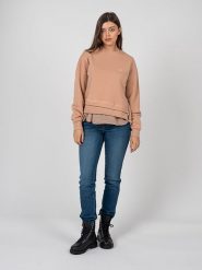 Diesel Bluza "Rollies" | A09941-0JMAA | Kobieta | Beżowy. Brązowe bluzy Diesel, s, bez wzorów, z bawełny, bez kaptura. W wyprzedaży za 499.00 zł.