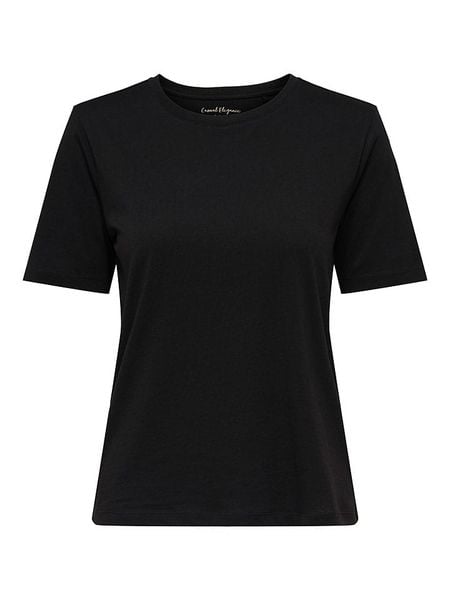 ONLY Koszulka w kolorze czarnym rozmiar: XS. Czarne bluzki Only, xs, bez wzorów, z bawełny, bez kołnierzyka, bez ramiączek. Za 42.95 zł.