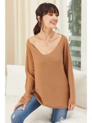 Milan Kiss Sweter w kolorze jasnobrązowym rozmiar: XL. Brązowe swetry Milan Kiss, xl, bez wzorów, z wełny, bez ramiączek. Za 180.95 zł.