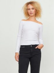 JJXX Bluzka Feo 12234919 Biały Stretch Fit. Białe bluzki JJXX, m, bez wzorów, z bawełny, bez kołnierzyka, bez ramiączek. Za 59.99 zł.