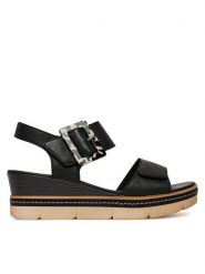 Remonte Sandały CEO-D2L53-00 Czarny. Czarne sandały Remonte, bez wzorów, ze skóry, bez obcasa, na koturnie, bez zapięcia. Za 379.99 zł.