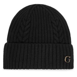 Czapka Guess. Czarne czapki Guess, z aplikacjami. Za 159.99 zł.
