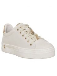 Patrizia Pepe Skórzane sneakersy w kolorze kremowym rozmiar: 37. Brązowe trampki Patrizia Pepe, z aplikacjami, bez zapięcia. Za 483.45 zł.