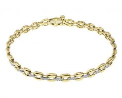 Bransoletka z żółtego złota z diamentami - 19 cm - 0,05 ct - próba 585. Żółte bransoletki Apart, z diamentem, złote. Za 10,590.00 zł.