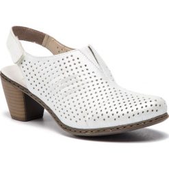 Sandały RIEKER - 40976-80 Weiss. Szare sandały Rieker, bez wzorów, z nubiku, bez obcasa, na obcasie, bez zapięcia. W wyprzedaży za 179.00 zł.