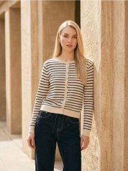 Wiskozowy kardigan w paski - wielobarwny. Kardigany Sinsay, l, bez wzorów, z wiskozy. Za 39.99 zł.