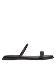 Calvin Klein Klapki Flat Sandal Squared 2-Bar Lth HW0HW02532 Czarny. Czarne klapki Calvin Klein, bez wzorów, ze skóry, bez obcasa. Za 349.99 zł.