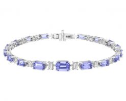 Bransoletka z białego złota z diamentami i tanzanitami - 18 cm - próba 585. Białe bransoletki Apart, z diamentem, złote. Za 28,590.00 zł.