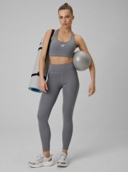 4F Legginsy treningowe szybkoschnące damskie - szare XS. Szare legginsy 4f, xs, bez wzorów, z podwyższonym stanem, długie. Za 149.99 zł.