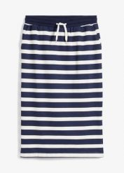 Spódnica dresowa do połowy łydki. Niebieskie spódnice bonprix, bez wzorów, z dresówki. Za 74.99 zł.