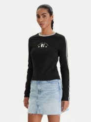 Guess Jeans Bluzka W6RI17 J1314 Czarny Regular Fit. Czarne bluzki Guess Jeans, xl, z aplikacjami, z bawełny, bez kołnierzyka, bez ramiączek. Za 169.99 zł.