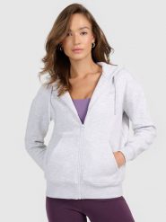 4F Bluza dresowa rozpinana z kapturem damska - szara XS. Szare bluzy 4f, uniwersalny, bez wzorów, z dresówki, z kapturem. Za 159.99 zł.