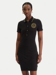 Versace Jeans Couture Sukienka codzienna 80HAOT03 CJ01T Czarny Slim Fit. Czarne sukienki Versace Jeans Couture, na co dzień, s, bez wzorów, z bawełny, bez kołnierzyka, bez ramiączek, proste. Za 799.99 zł.