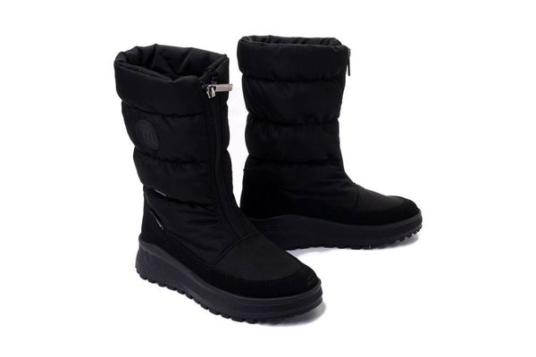 MANITU 990373-01 schwarz, śniegowce damskie. Czarne trapery i śniegowce Manitu, z polaru. Za 431.56 zł.