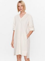 Peserico Sukienka codzienna S02878 Écru Relaxed Fit. Sukienki PESERICO, na co dzień, s, bez wzorów, z bawełny, bez kołnierzyka, bez ramiączek, proste. Za 3,039.00 zł.