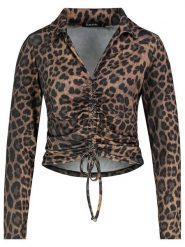 Sublevel Bluzka w kolorze jasnobrązowo-czarnym rozmiar: L. Brązowe bluzki Sublevel, l, bez wzorów, bez kołnierzyka, bez ramiączek. Za 82.99 zł.