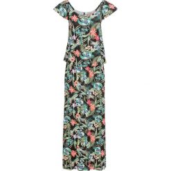 Sukienka shirtowa bonprix czarny w kwiaty. Czarne sukienki bonprix, bez wzorów, bez kołnierzyka, bez ramiączek, midi. Za 99.99 zł.